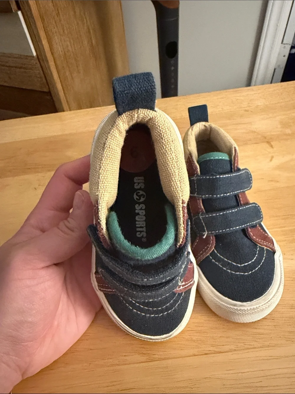 Kids Navy Canvas Velcro Sneakers - Unbranded
